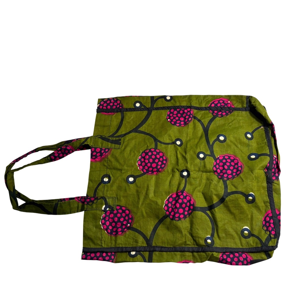 Kasawa Olive and Magenta Cotton Tote Bag